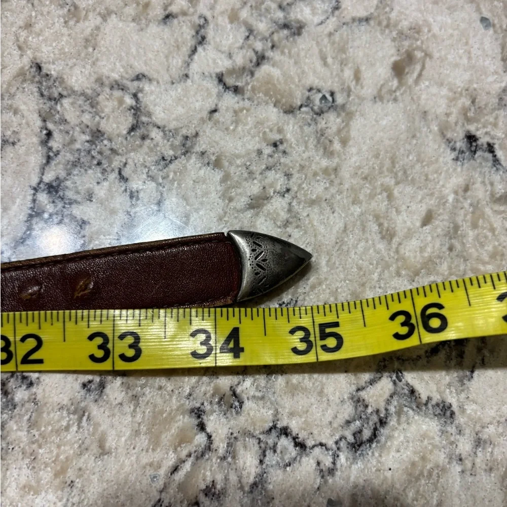 Brighton Brown Leather Western-Style Belt 30 with Silver Western Buckle - Picture 6 of 10